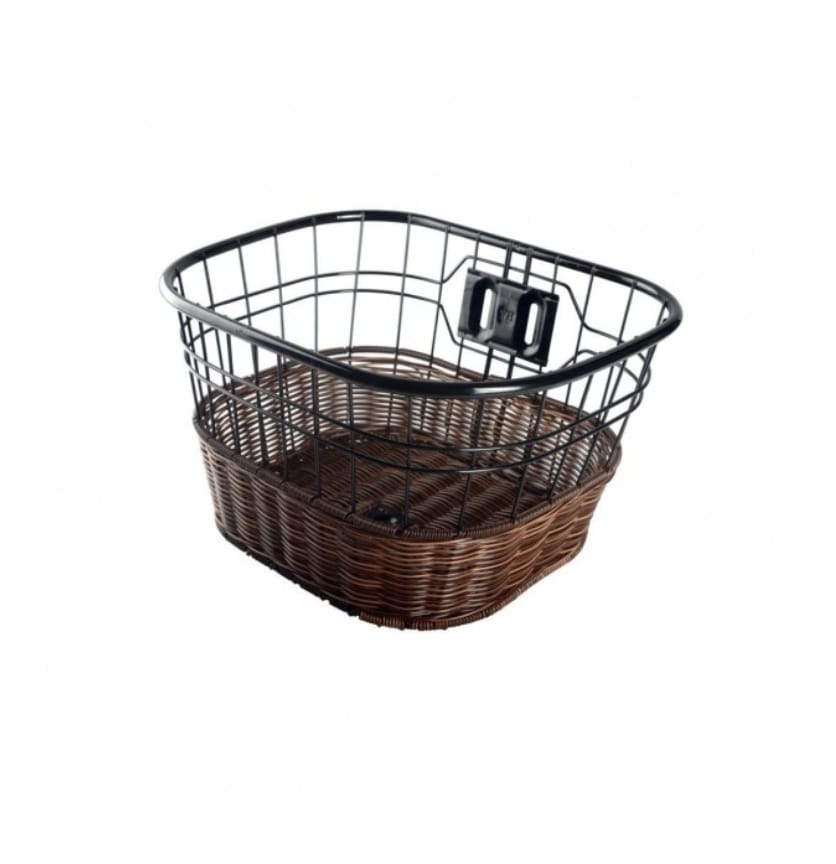 Cesta de acero con rattan plastico