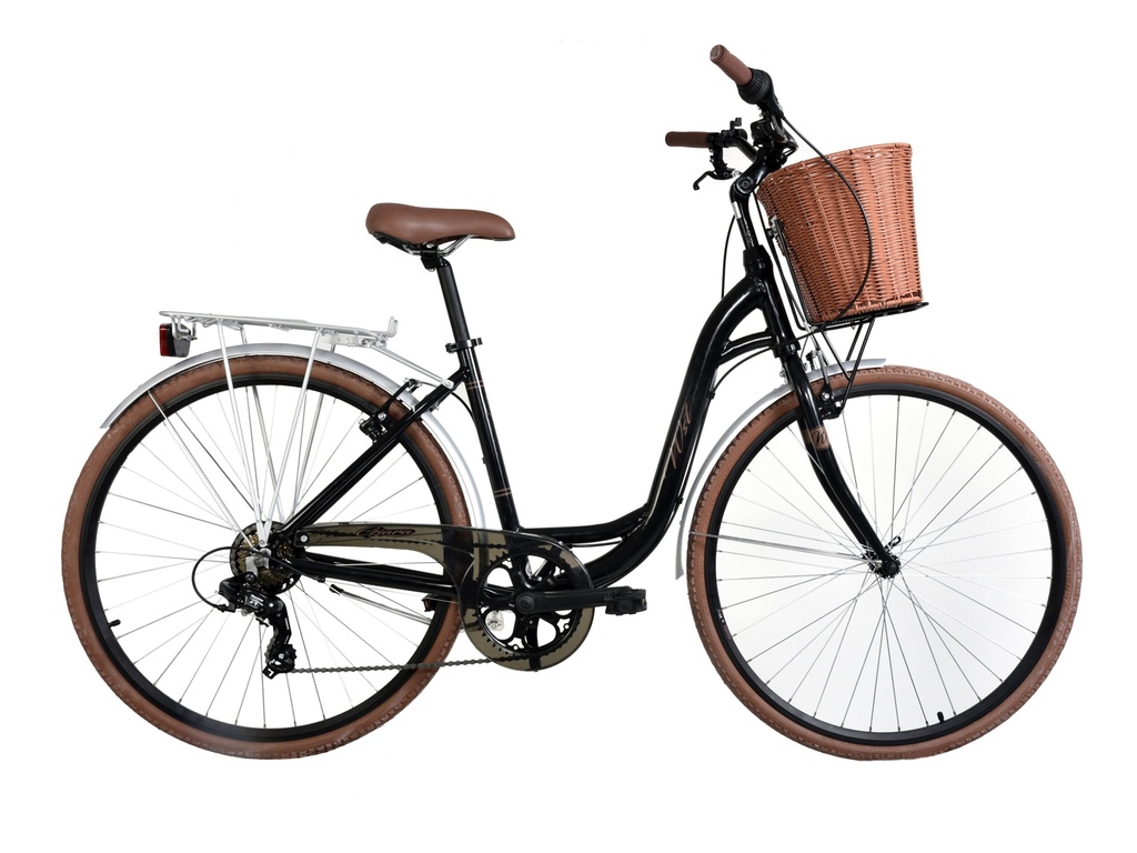 Bicicleta de paseo WST 7-vel Aluminio Giara Unica/negro