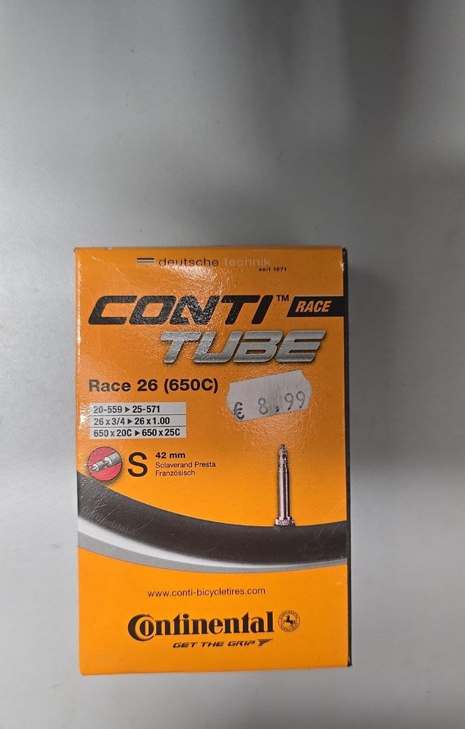 CAMARA CONTINENTAL RACE 650x20-25 VALVULA PRESTA 42 mm (20-559/25-571)
