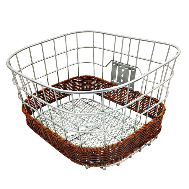 Cesta de acero con rattan plastico blanco